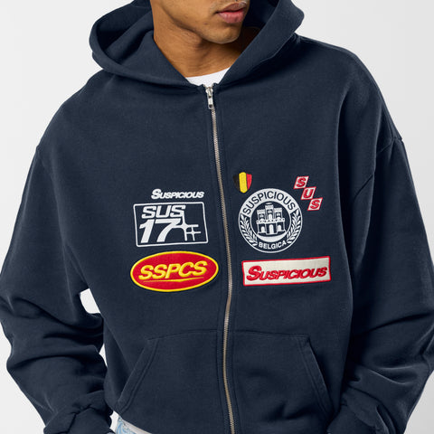 Off Season / Badge Line Up Zip-Up Hoodie - Nightfall