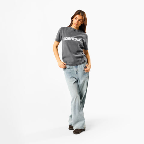 Leopard / Base Rib Tee - Washed Charcoal