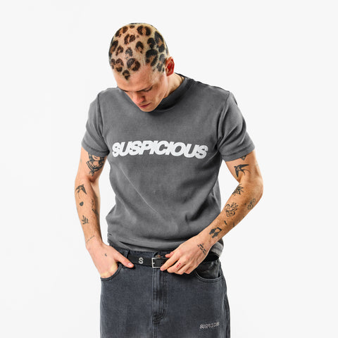 Leopard / Base Rib Tee - Washed Charcoal