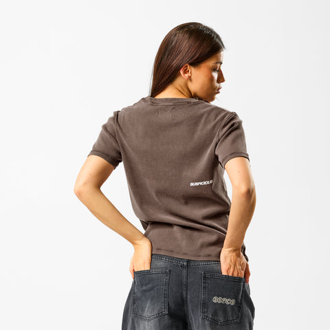 Leopard / Base Rib Tee - Washed Espresso