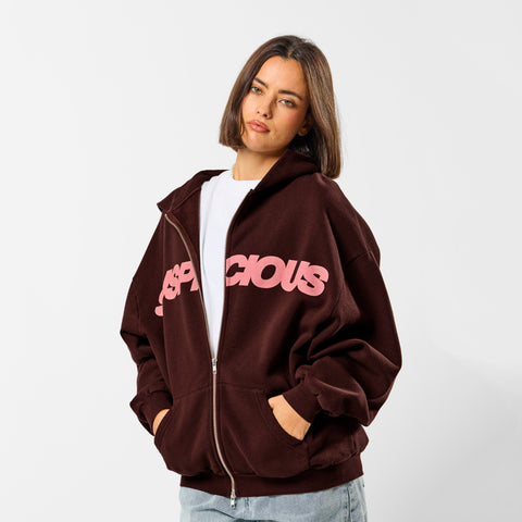 Camo / Base Zip-Up Hoodie - Burnt Mahogany