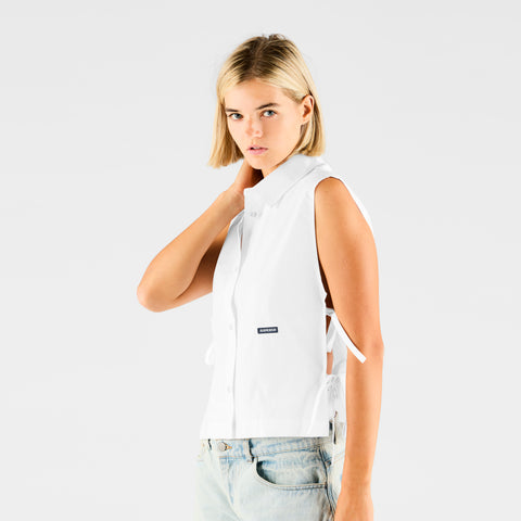 Basics / Basic W Bow Tabard Shirt - White