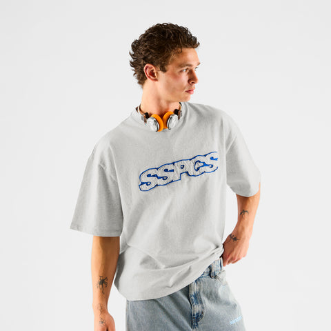 Summer Stripes / Blue Layered SSPCS Applique Tee - Ash
