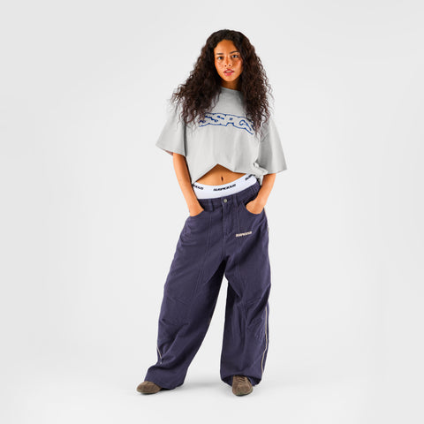 Summer Stripes / Blue Layered SSPCS Applique Tee - Ash
