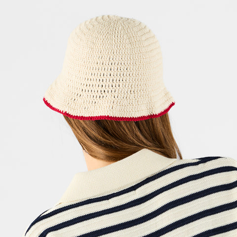 Boat / Border Crochet Hat - Natural