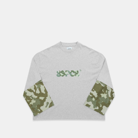 Camo / Green Camo Layered Longsleeve - Neutral Heather