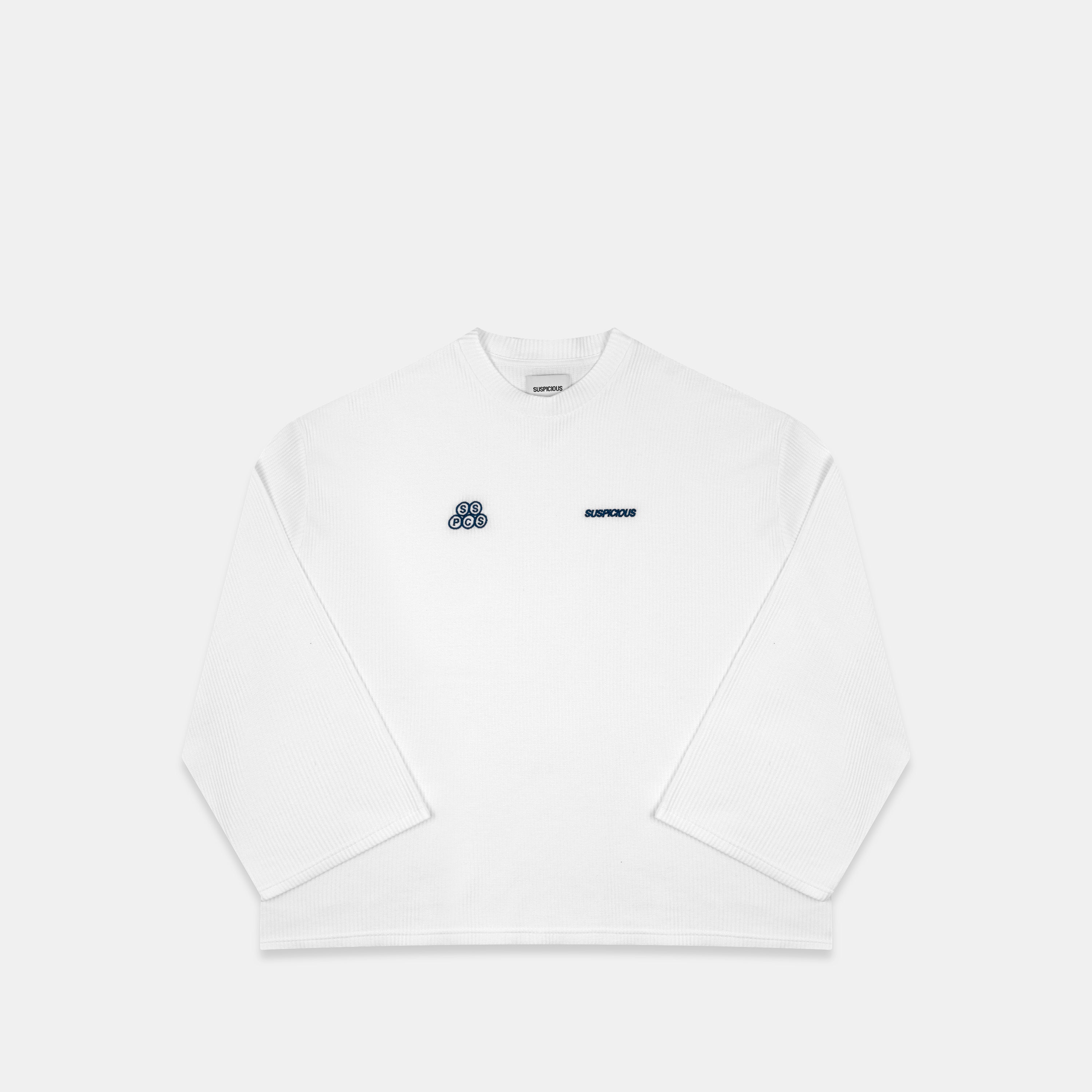Offset Waffle Longsleeve - white – Suspicious Antwerp