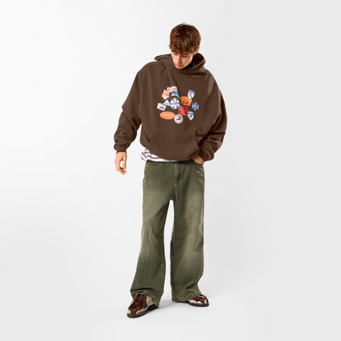 Winter3 / Patchwork Hoodie - Coffee