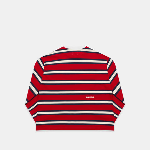 Spring 1 / Suspicious Striped Longsleeve - Ruby Red & Nightfall
