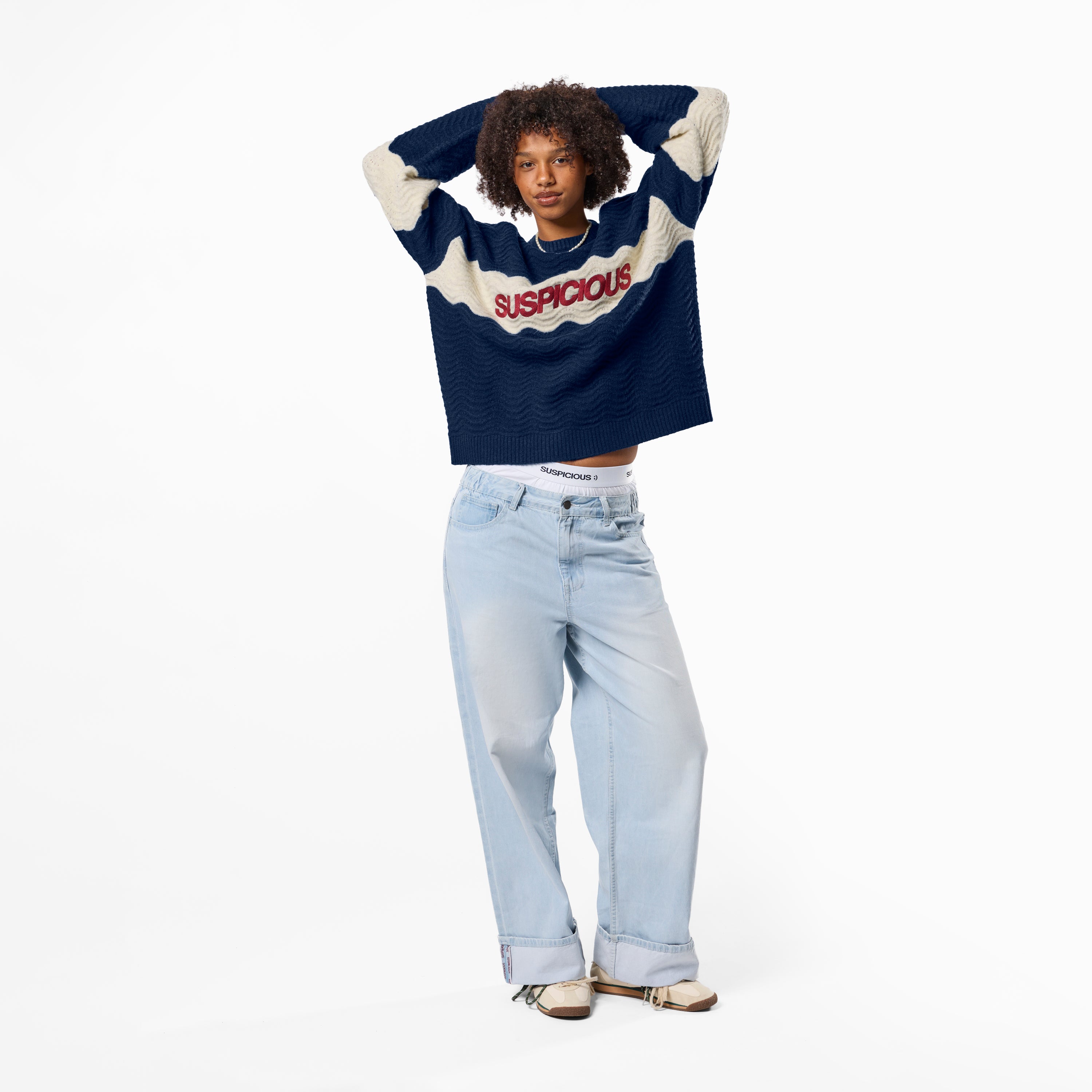トップス sulvam Asymmetry Houndstooth knit Break Knitted Wavy Sweat - Nightfall – Suspicious Antwerp