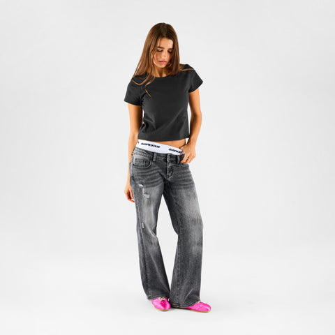Women Drop / Clave W Baby Tee - Black