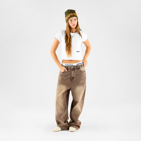 Women Drop / Clave W Baby Tee - White