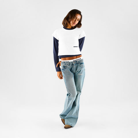 Women Drop / Clave W Baby Tee - White