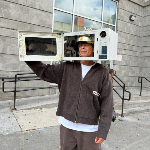 Winter1 / Core Knitted Zipped Hoodie - Espresso