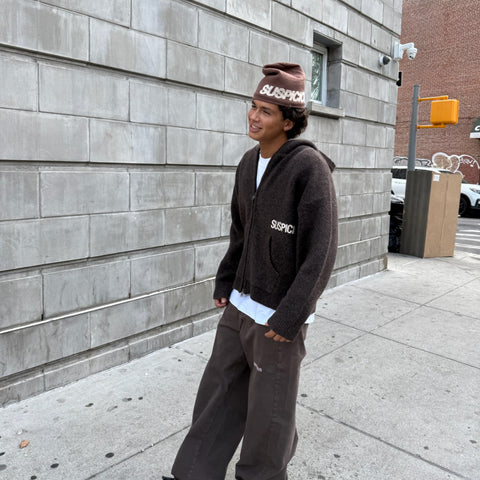 Winter1 / Core Knitted Zipped Hoodie - Espresso