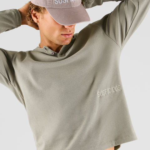 Core / Core Slim Ribbed Henley Longsleeve - Rhino