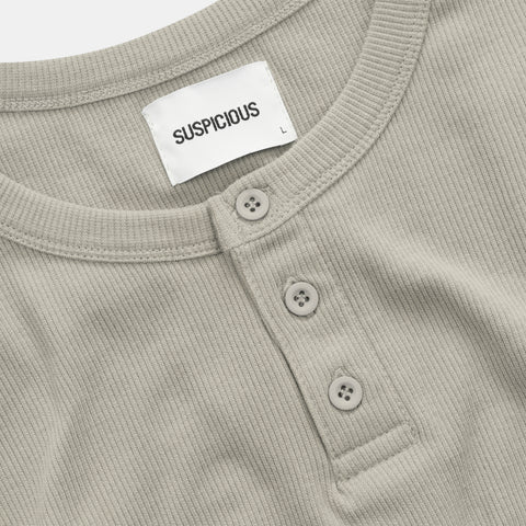 Core / Core Slim Ribbed Henley Longsleeve - Rhino