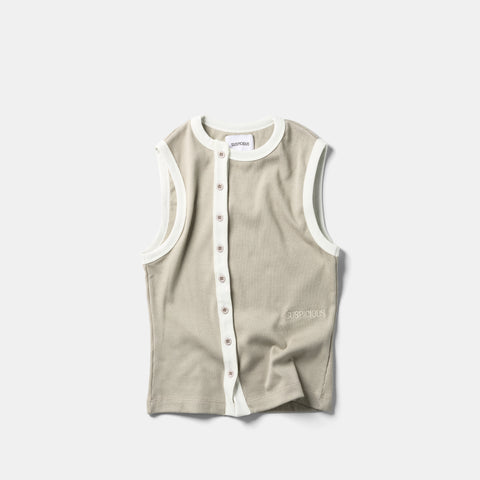Core / Core Sleeveless Button Tank - Rhino