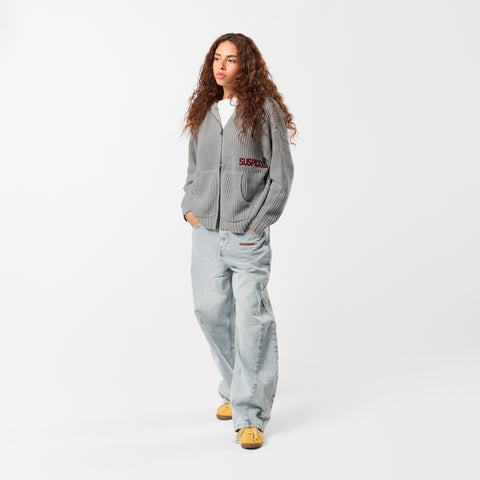 Fall / Core Zip-Up Knitted Hoodie - Neutral Heather