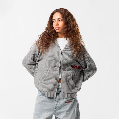 Fall / Core Zip-Up Knitted Hoodie - Neutral Heather