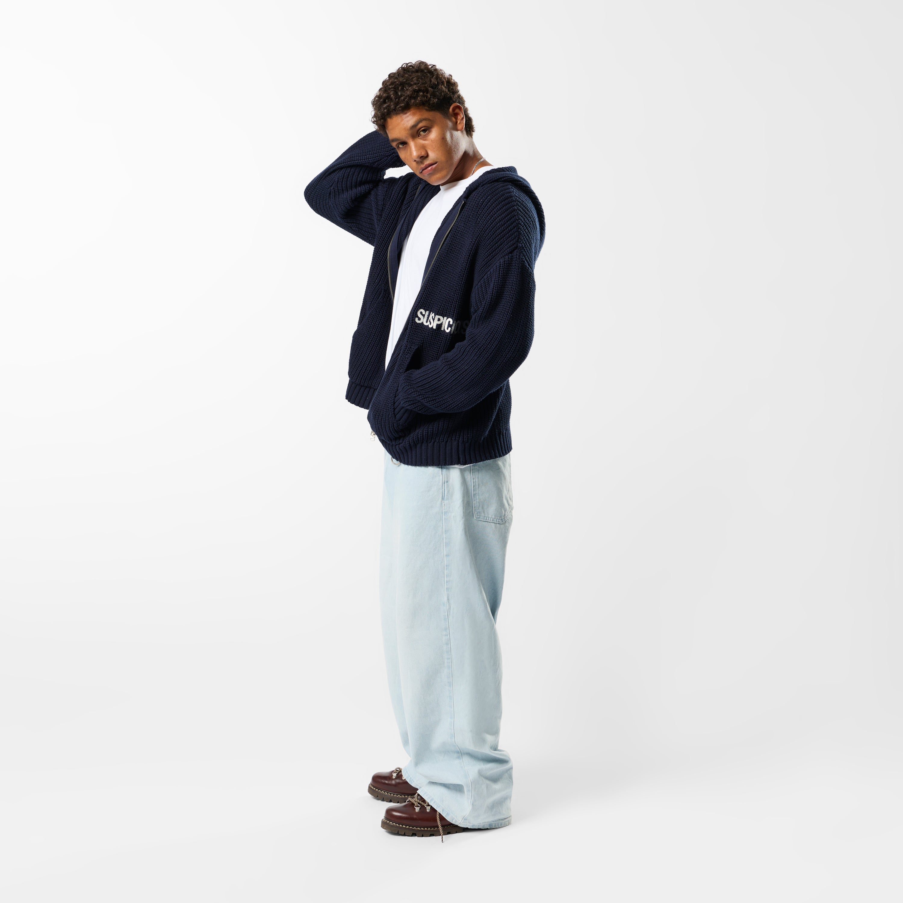 Core Zip-Up Knitted Hoodie - Nightfall – Suspicious Antwerp