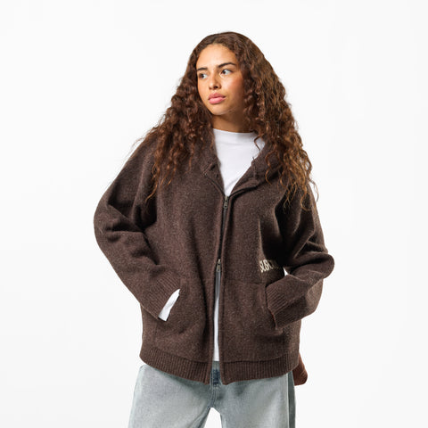 Winter1 / Core Knitted Zipped Hoodie - Espresso