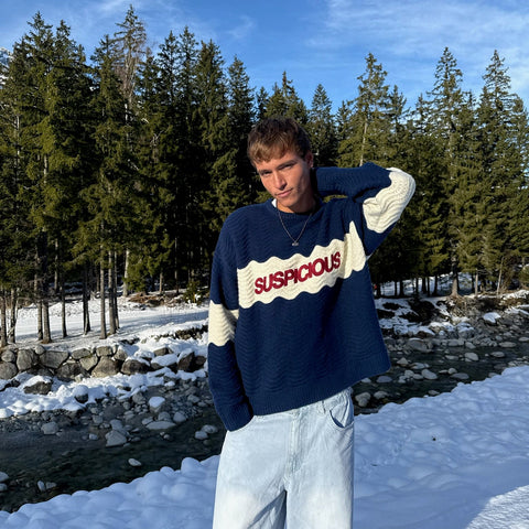 Winter4 / Break Knitted Wavy Sweat - Nightfall