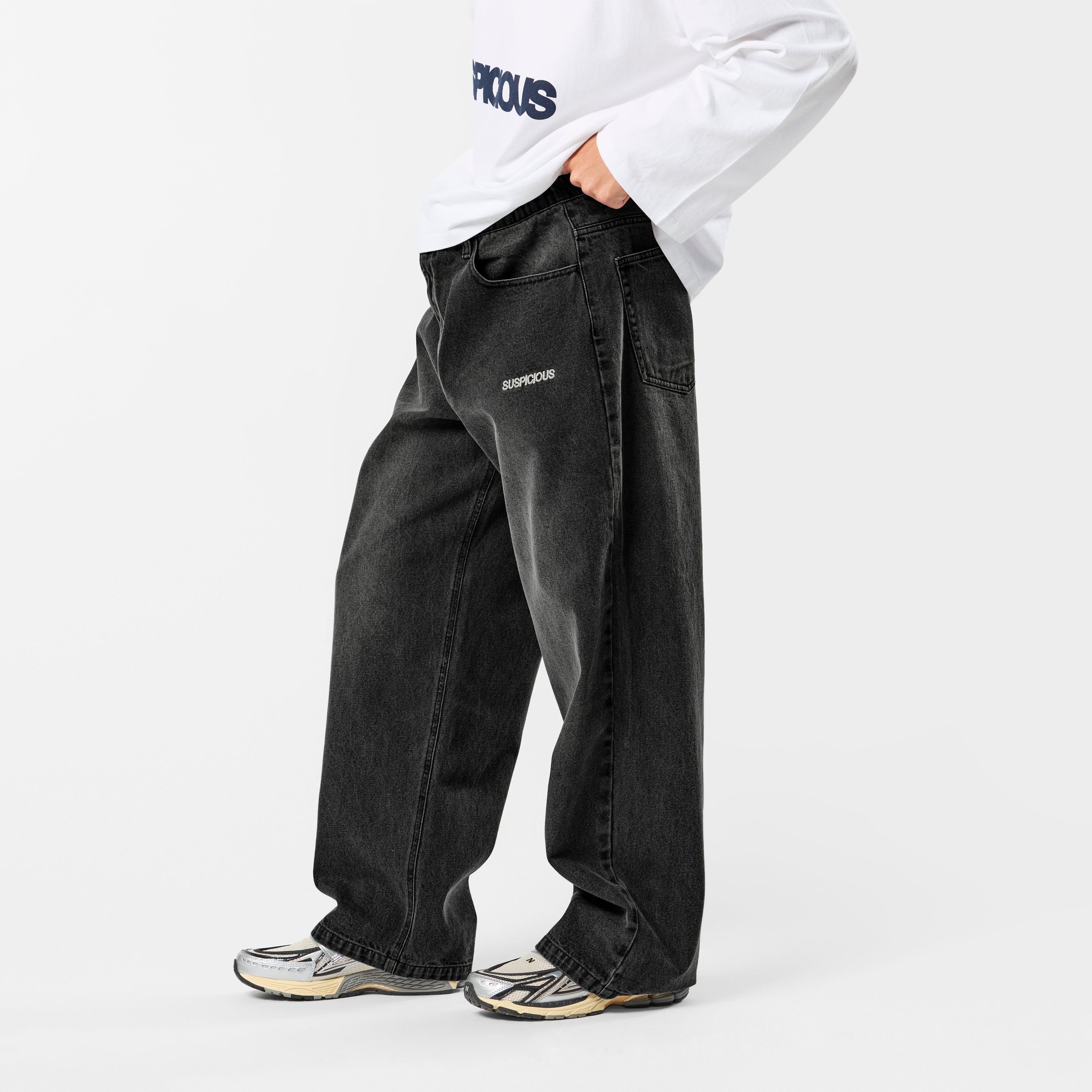 Essentials Baggy Jeans - Black – Suspicious Antwerp