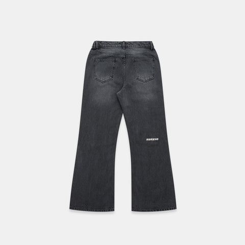 Leopard / Essentials Flairy Jeans - Washed Black