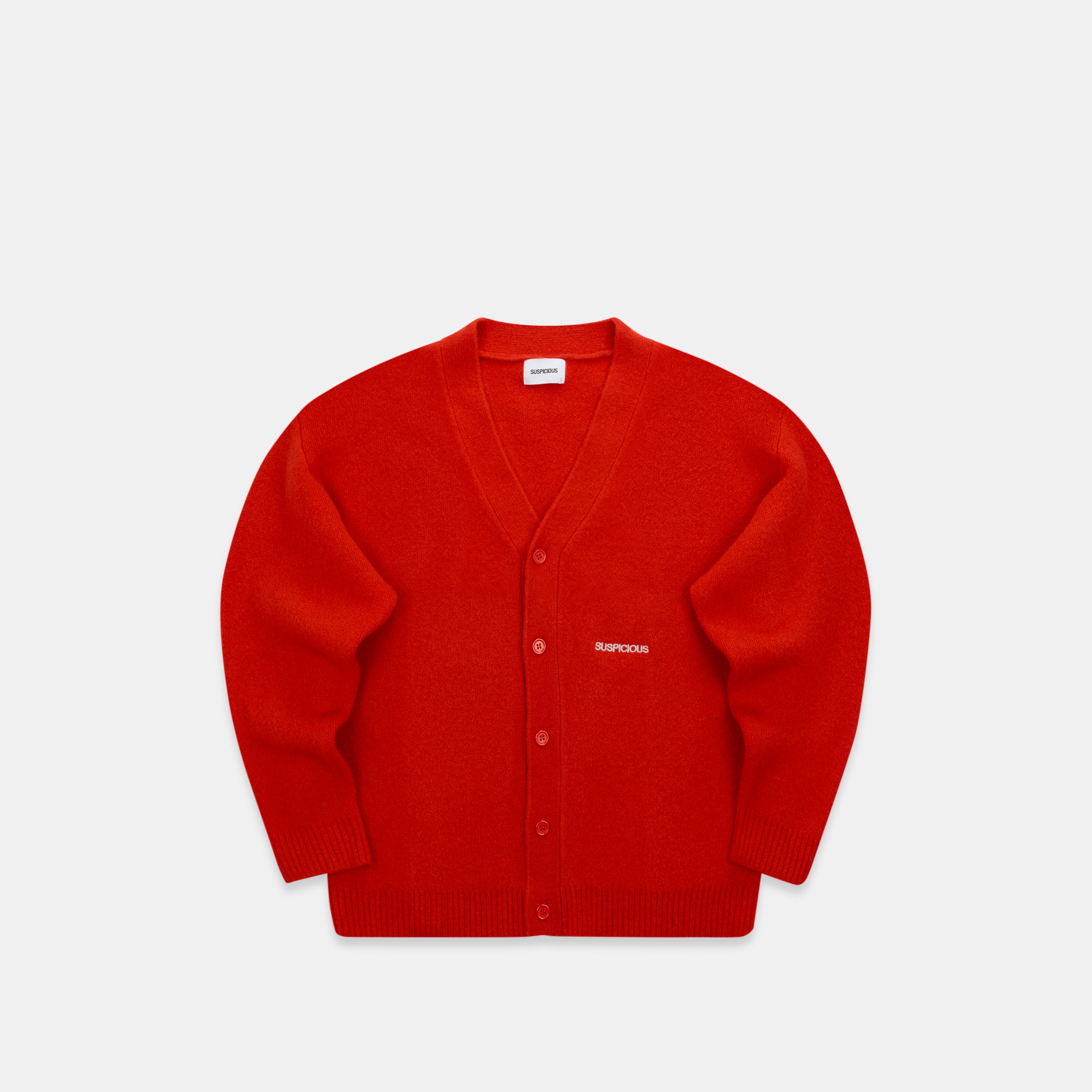 Essentials Knitted Cardigan - Red – Suspicious Antwerp