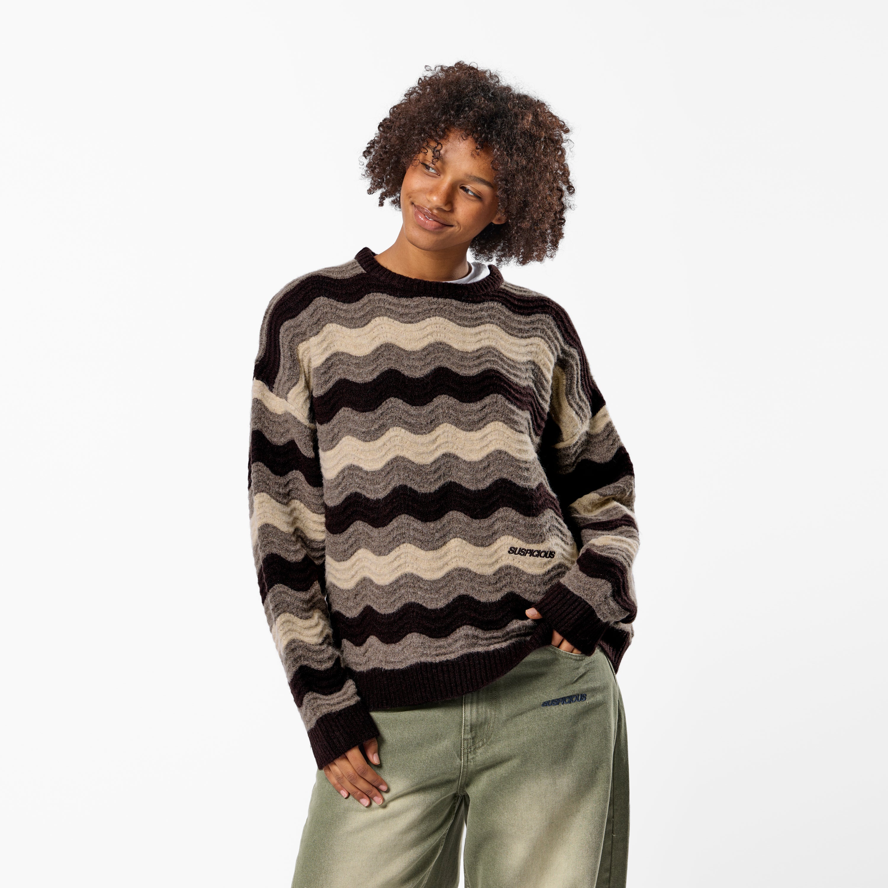 Essentials Knitted Wavy Sweat - Brown – Suspicious Antwerp