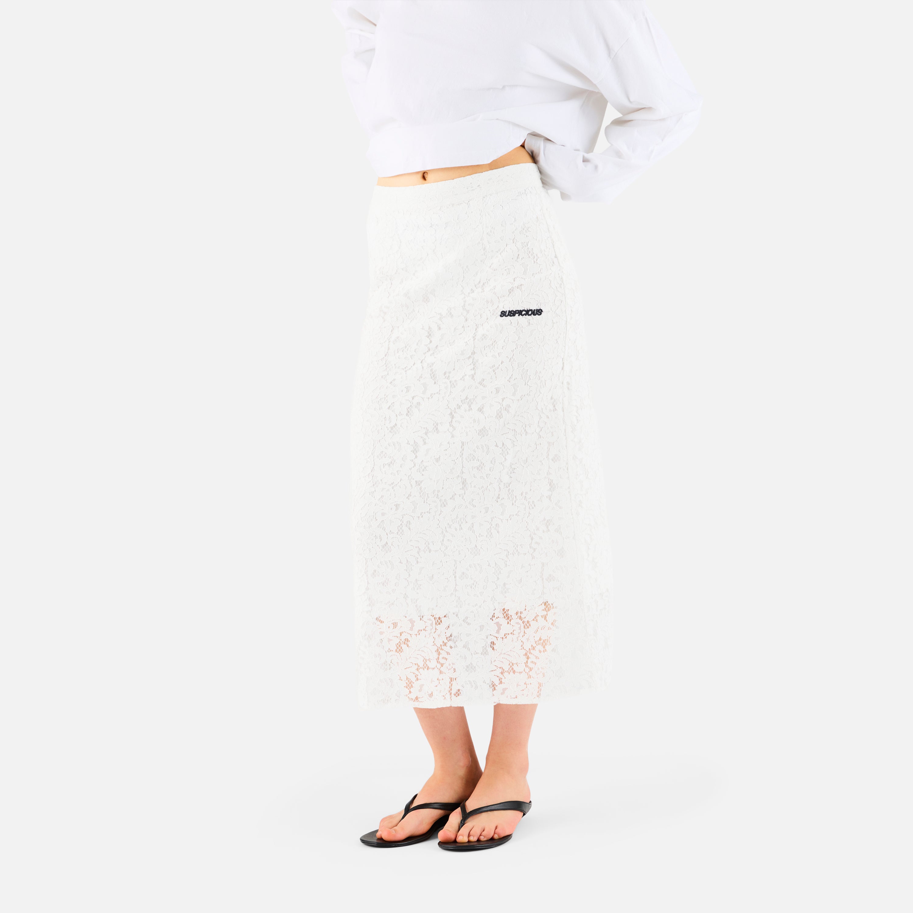Essentials W Lace Long Skirt - White – Suspicious Antwerp