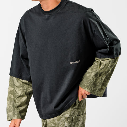 Softground / Essentials Layered Longsleeve - Graphite & Faded Leafs
