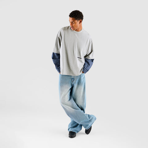 Suspicious Cowboys / Essentials Layered Tee & Shirt - Heather Grey