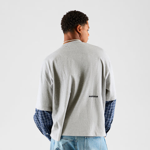 Suspicious Cowboys / Essentials Layered Tee & Shirt - Heather Grey
