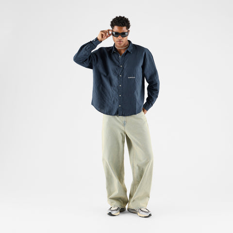 PL / Essentials Linen Longsleeve Shirt - Coastal Blue