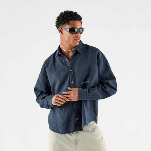 PL / Essentials Linen Longsleeve Shirt - Coastal Blue