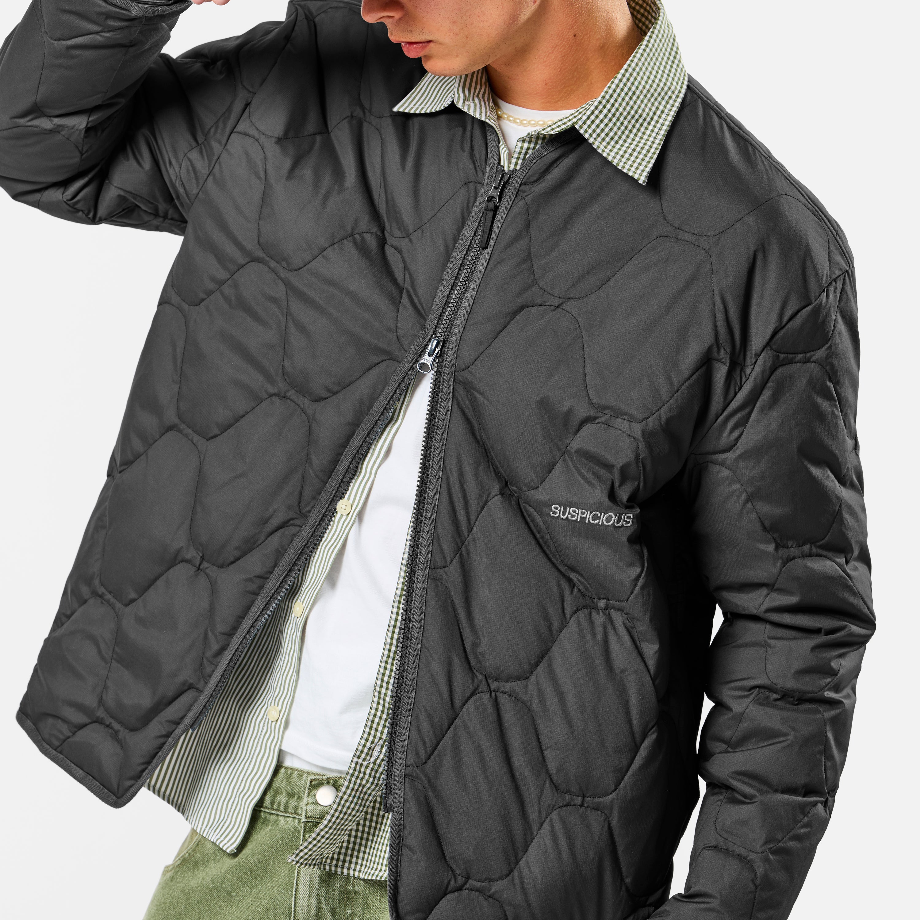 Essentials Quilted Jacket - Graphite – Suspicious Antwerp