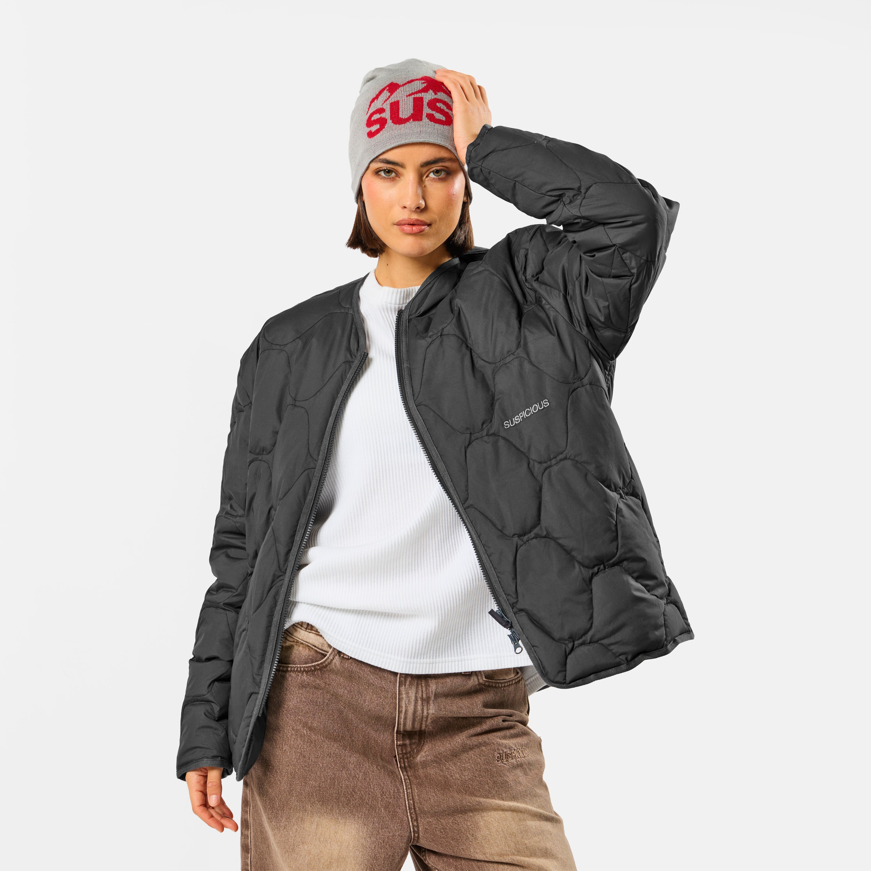 Essentials Quilted Jacket - Graphite – Suspicious Antwerp