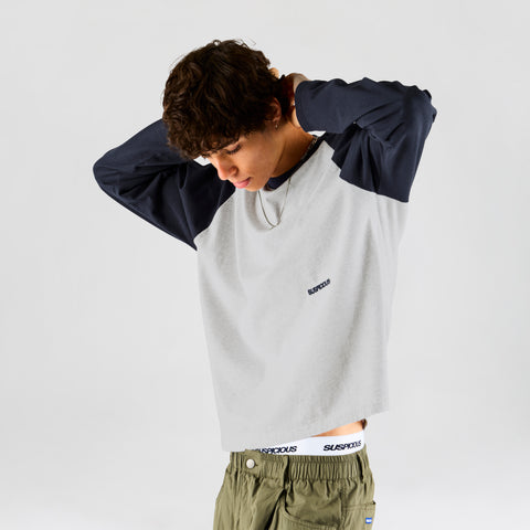 End Of Summer / Essentials Raglan Longsleeve - Heather Grey & Nightfall
