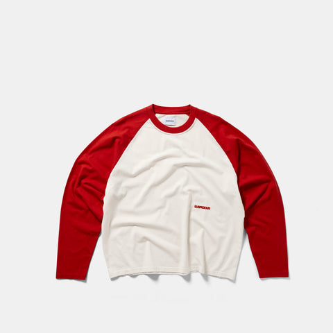 End Of Summer / Essentials Raglan Longsleeve - Off-White & Red