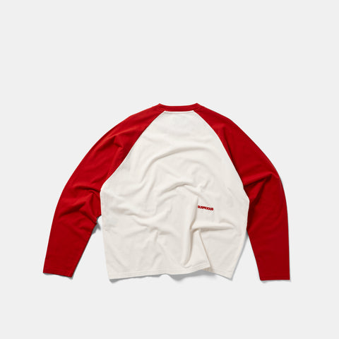 End Of Summer / Essentials Raglan Longsleeve - Off-White & Red