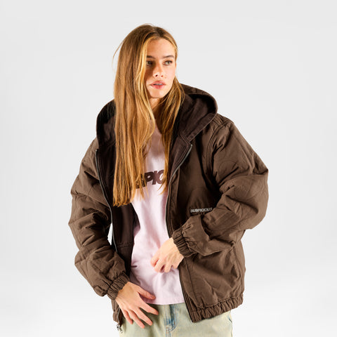 Fall 1 / Essentials Reversible Canvas Hooded Jacket - Espresso