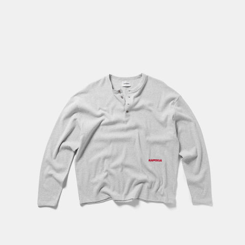 End Of Summer / Essentials Ribbed Henley Longsleeve - Heather Grey