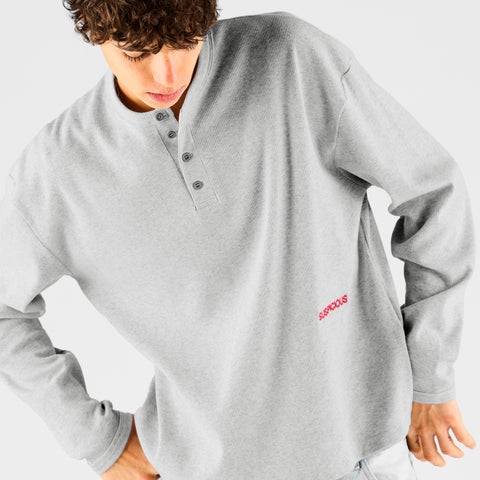 End Of Summer / Essentials Ribbed Henley Longsleeve - Heather Grey