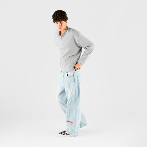 End Of Summer / Essentials Ribbed Henley Longsleeve - Heather Grey