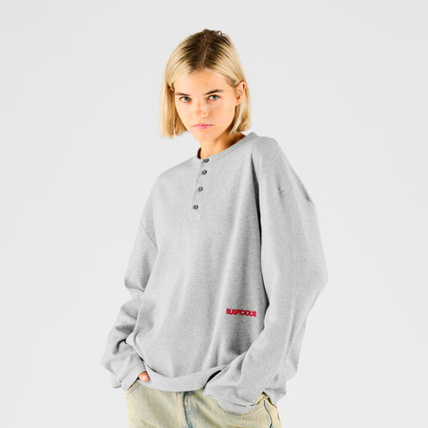 End Of Summer / Essentials Ribbed Henley Longsleeve - Heather Grey