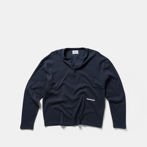 End Of Summer / Essentials Ribbed Henley Longsleeve - Nightfall