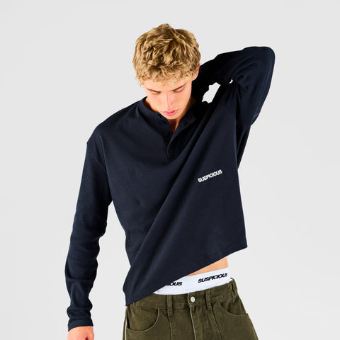 End Of Summer / Essentials Ribbed Henley Longsleeve - Nightfall