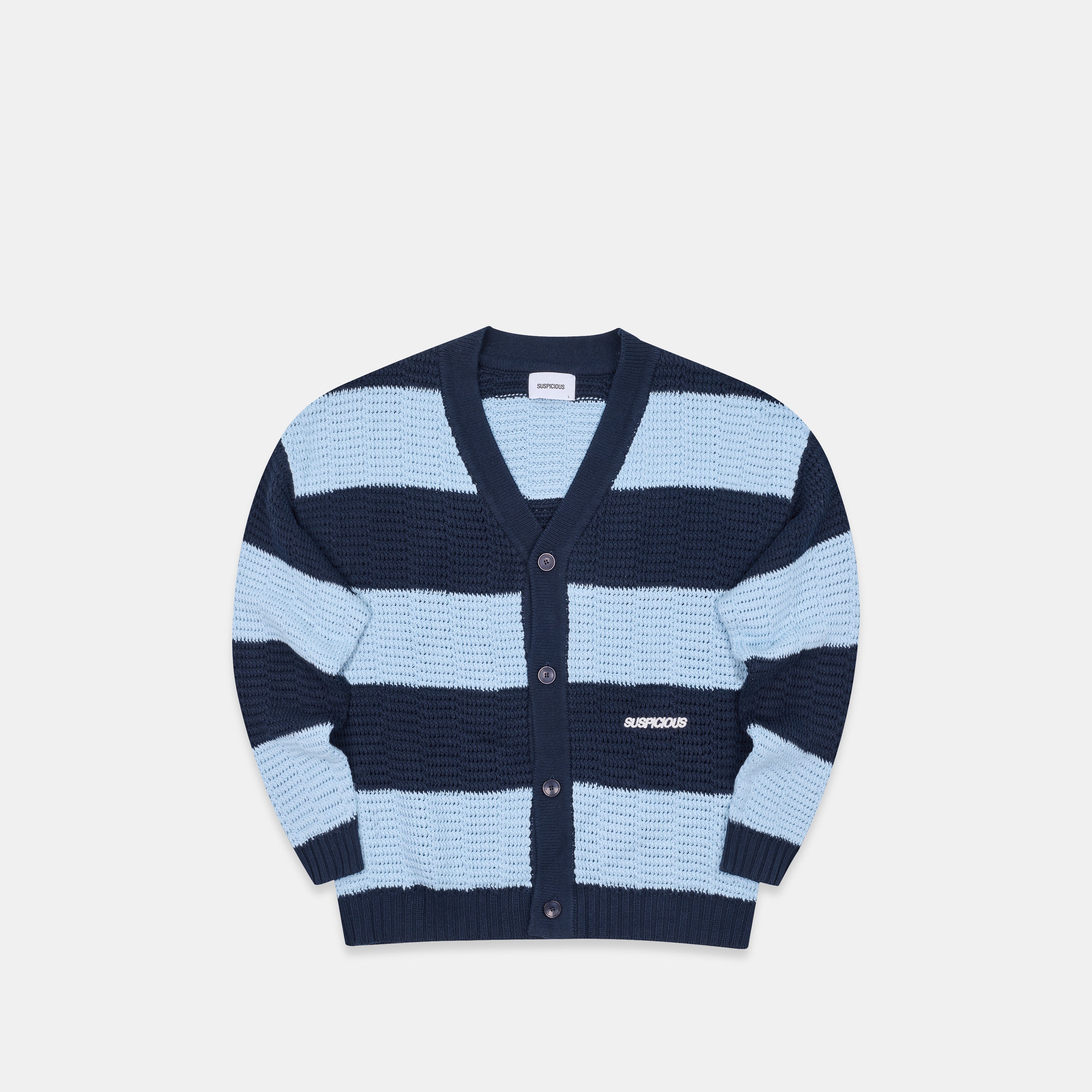 Essentials Striped Crochet Cardigan - Ice Blue & Nightfall